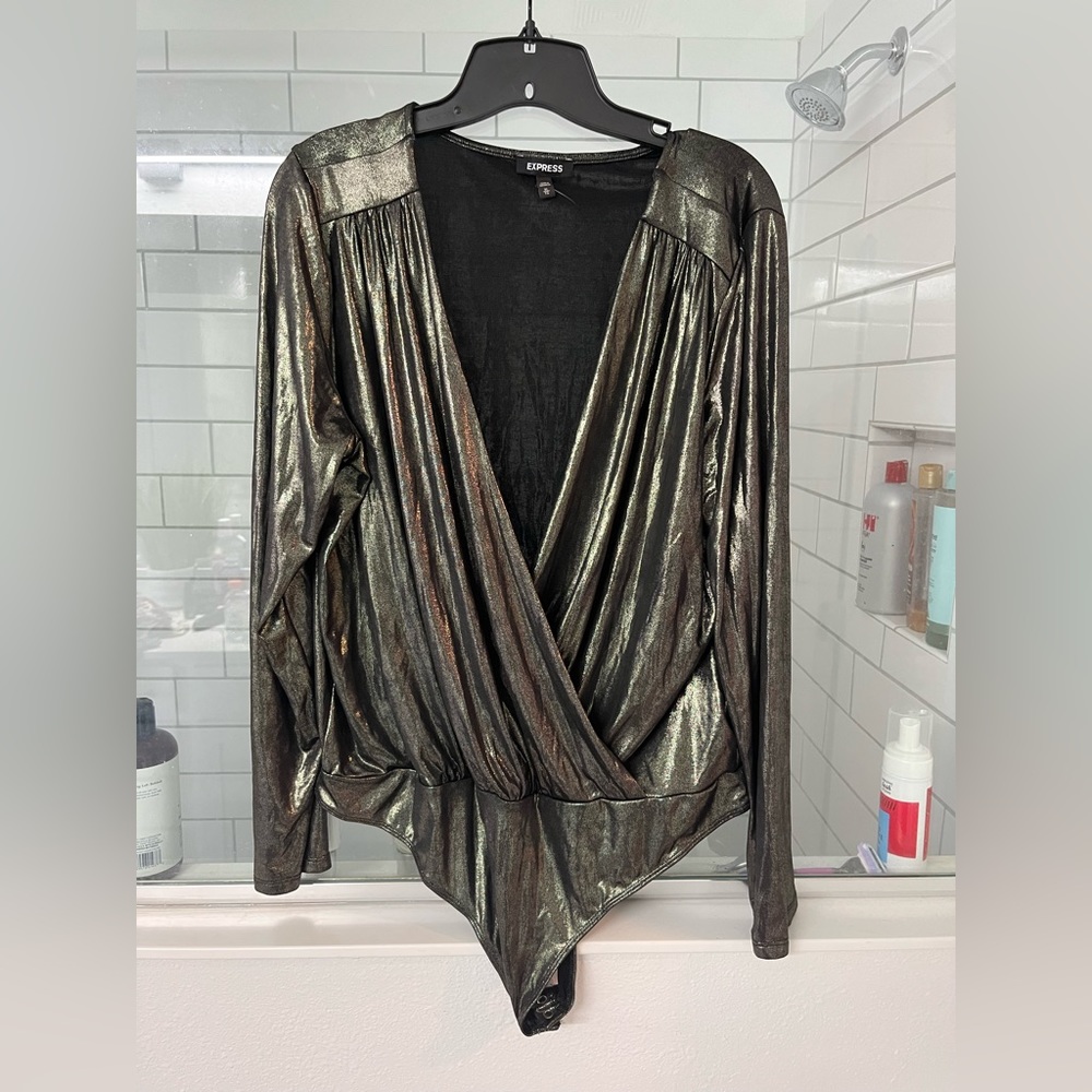 Gold Metallic Express Thong Bodysuit XL